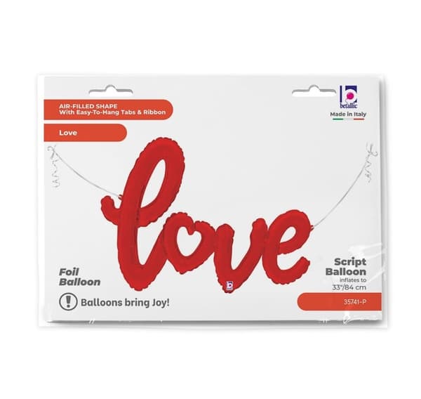Bokstavene 'Love Script Red'