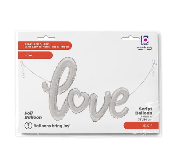 Bokstavene 'Love Script Silver'