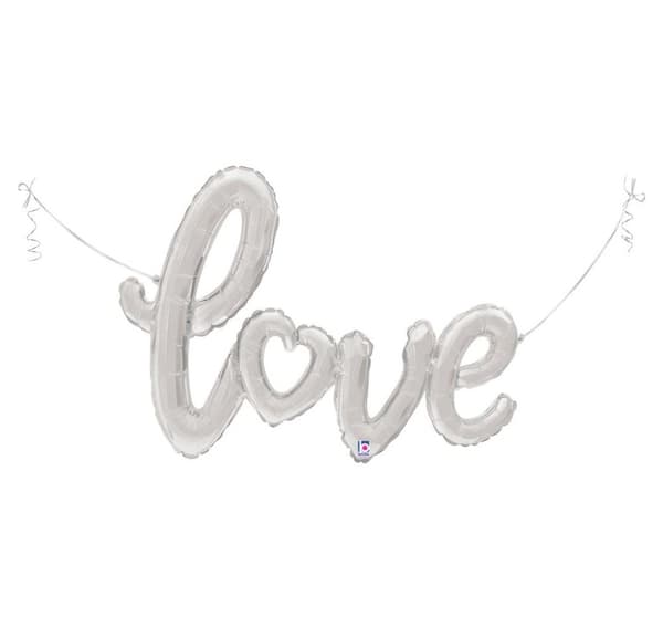 Bokstavene 'Love Script Silver'