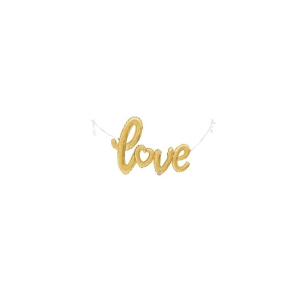 Bokstavene 'Love Script Gold'