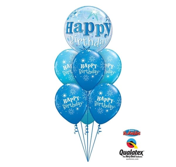 11' lateksballonger (BDay Sparkle blue), 25 i en pakke