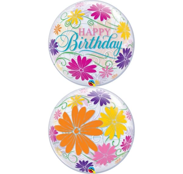 BDay Flowers&Filigree' Bubbles Balloon