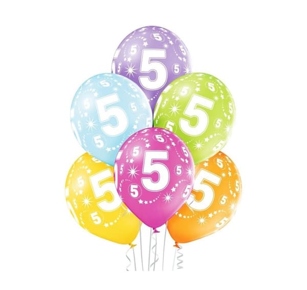 Latex sæt '5th Birthday' (6 stk)