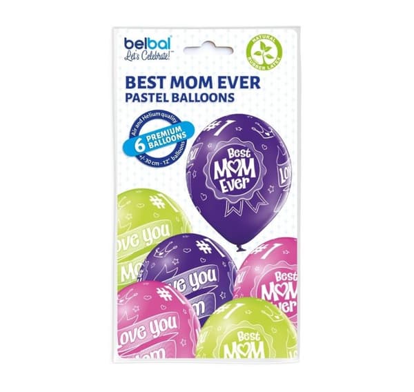 Latex sæt 'Best Mom Ever' (6 stk)