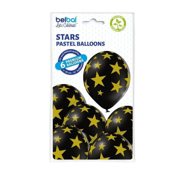 Latex sæt 'Stars black' (6 stk)