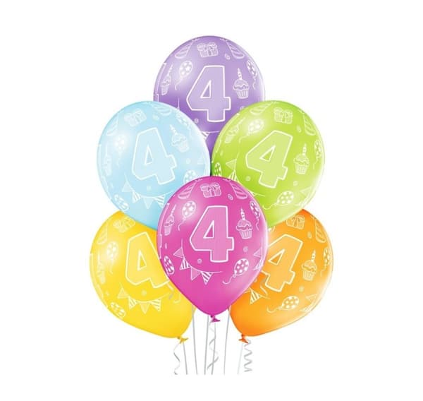 Latex sæt '4th Birthday' (6 stk)