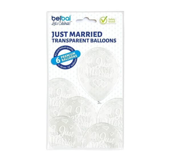 Latex sæt 'Just Married' (6 stk)