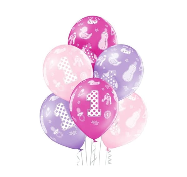 Latex sett '1st Birthday Girl' (6 stk)