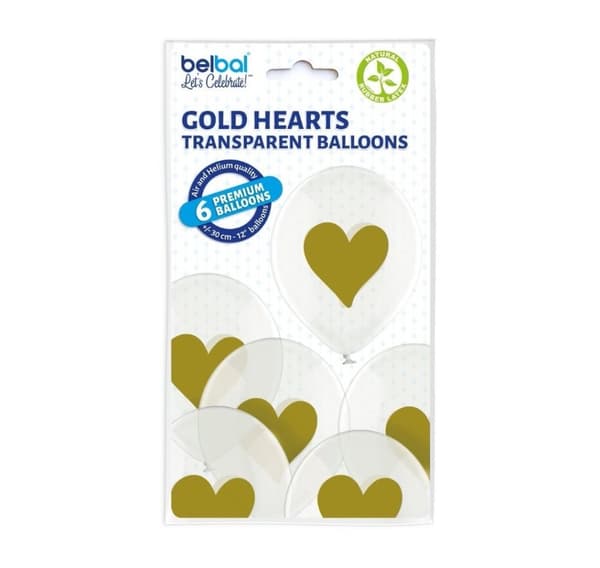 Latekssett 'Gold Hearts' (6 stk)