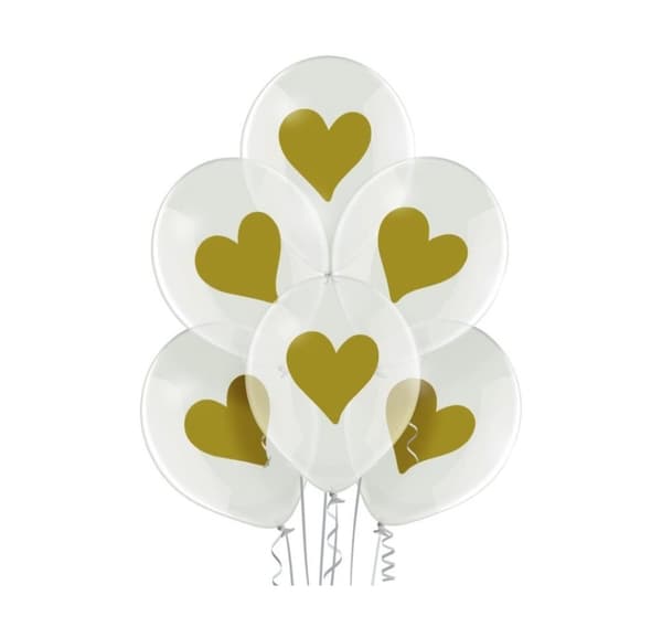 Latekssett 'Gold Hearts' (6 stk)