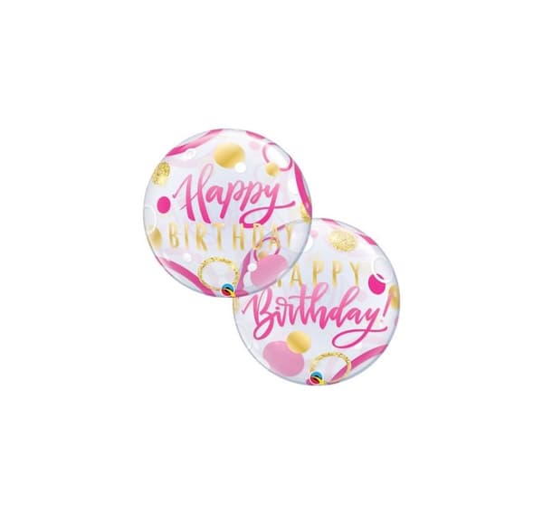 BDay Pink&Gold dots' Bubbles Balloon
