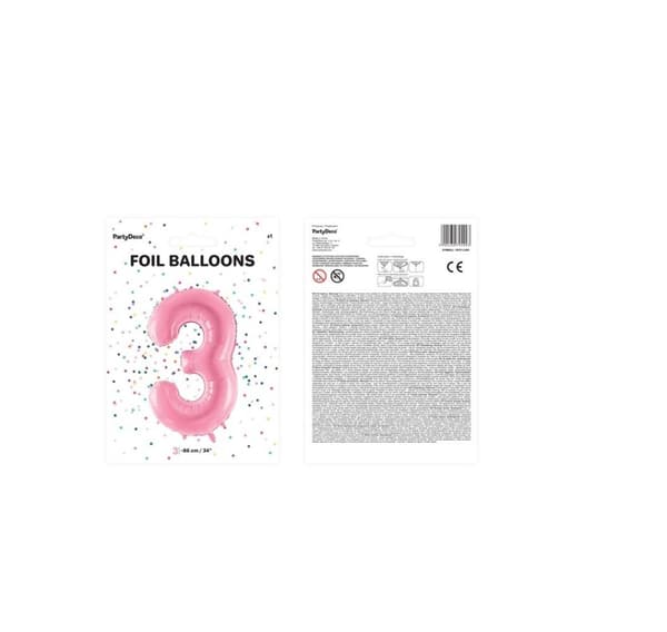 Nummer "3" Pastel Pink