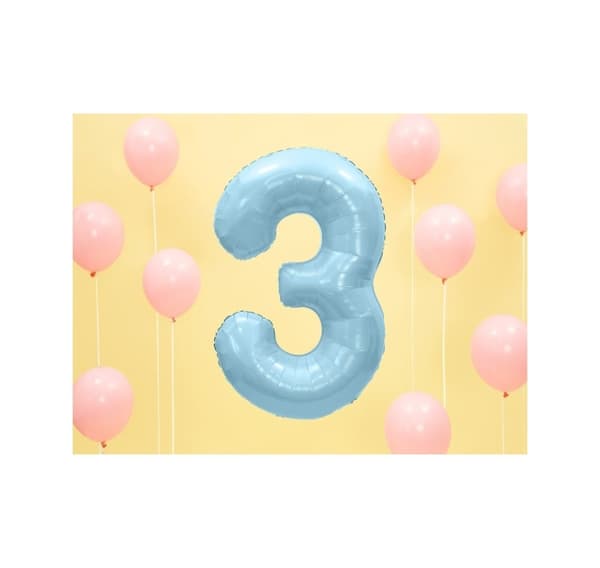 Nummer "3" Pastellblå