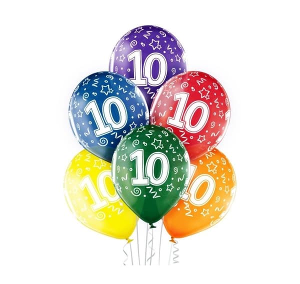 Latex sæt '10th Birthday' (6 stk)