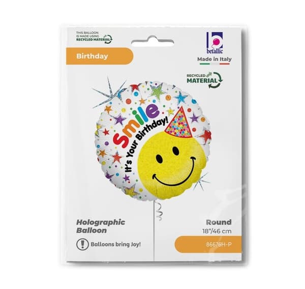 Smiley fødselsdagshatteballon