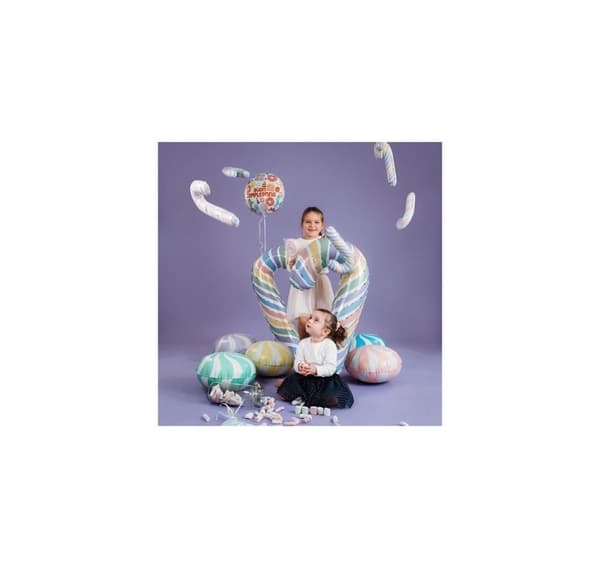 Candy Swirl hvid-gul ballon