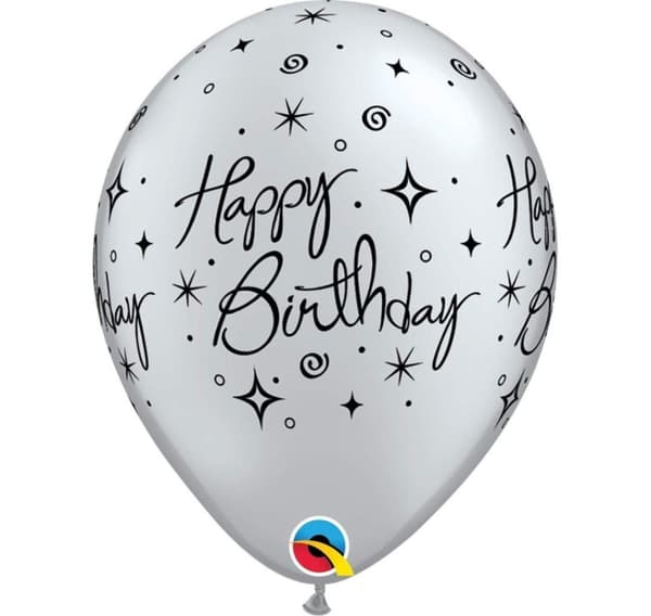Latex sæt 'Birthday Elegant Sparkles/Slvr' (6 stk)