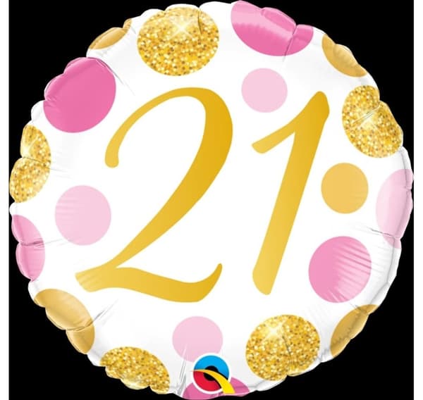21 Pink&Gold Dots -ilmapallo