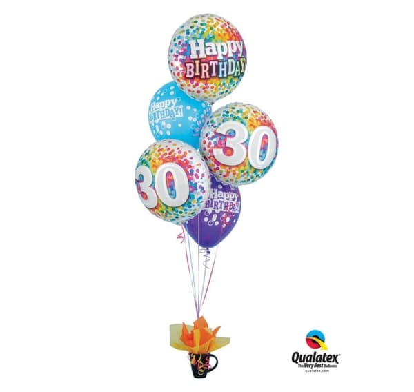 Regnbuekonfetti "30" ballon