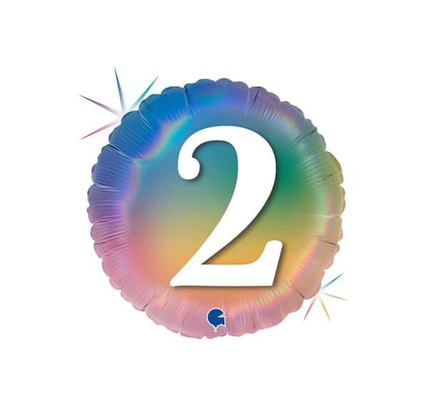Glad "2" farverig regnbueballon