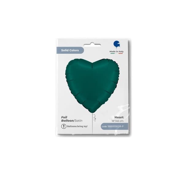 Hjerte satin smaragdgrøn ballon