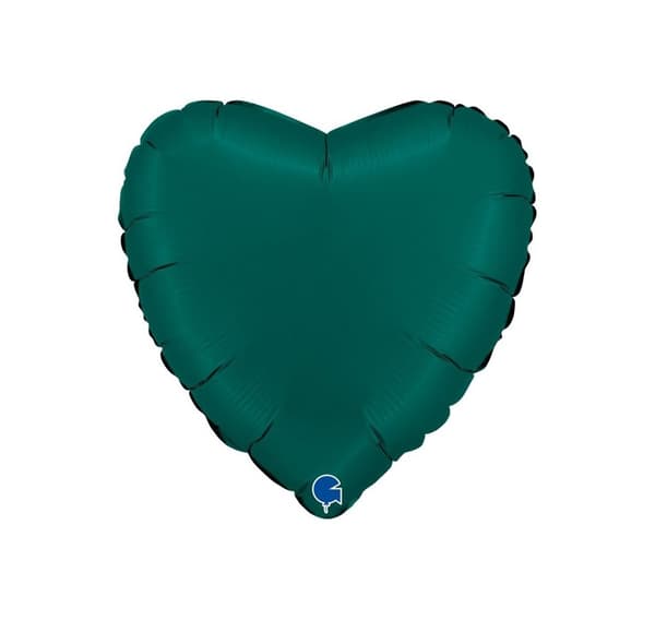 Hjerte satin smaragdgrøn ballon