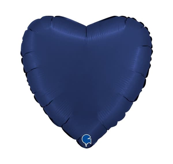Hjerte satinblå marineblå ballon