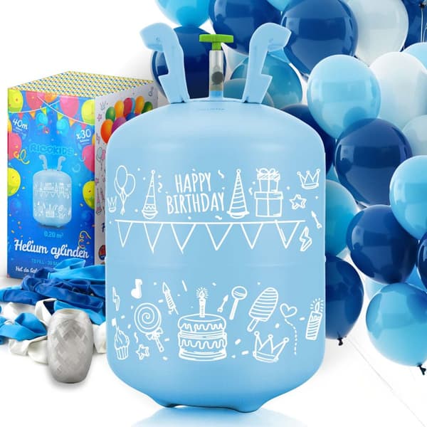 Helium cylinder 0,20 m3 med balloner og bånd Ricokids