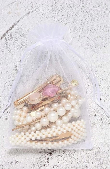 Organza Tasker 7x9cm Gave Tak Bryllupsnadver 10 STK