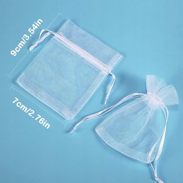 Organza Tasker 7x9cm Gave Tak Bryllupsnadver 10 STK