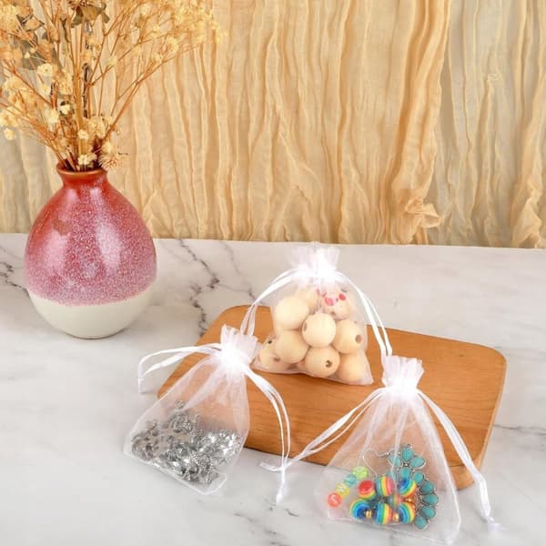 Organza Tasker 7x9cm Gave Tak Bryllupsnadver 10 STK