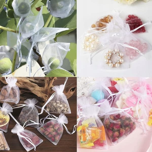 Organza Tasker 7x9cm Gave Tak Bryllupsnadver 10 STK