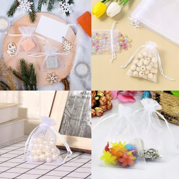 Organza Tasker 7x9cm Gave Tak Bryllupsnadver 10 STK