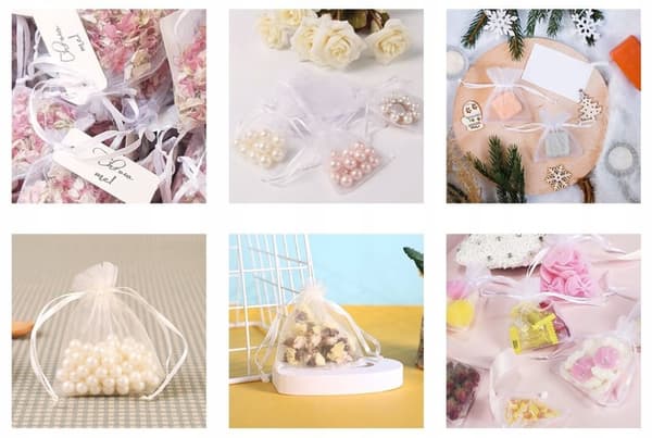 Organza Tasker 7x9cm Gave Tak Bryllupsnadver 10 STK