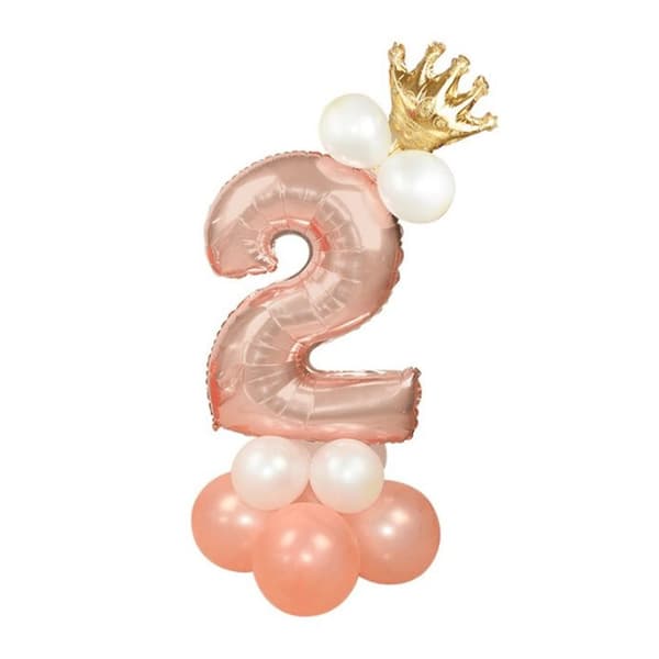 Stort vertikalt tallballongsett | Rose gull Metallic Number 2 110cm