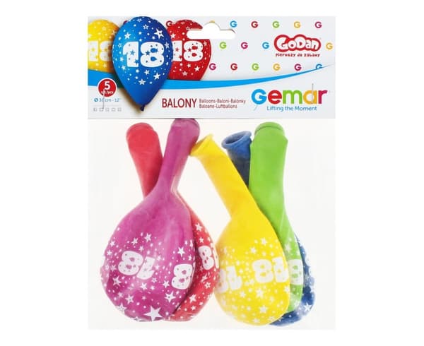 Premium balloner 18 års fødselsdag 30cm 5 stk