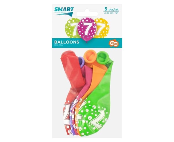 Ilmapallot numero 7 Syntymäpäivä 12"" 5kpl Godan