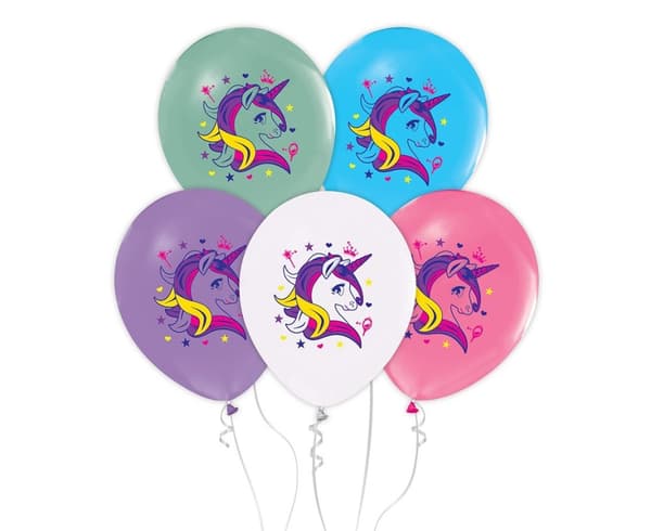 Unicorn balloner 12"" 5 stk Godan