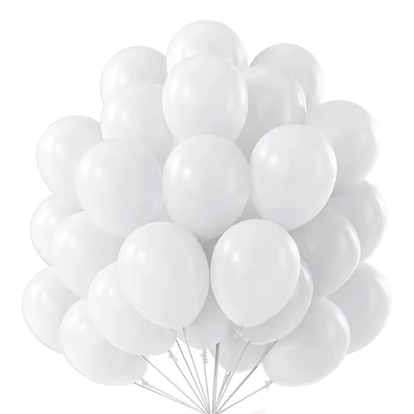 25-pak hvide balloner 10" 25 cm