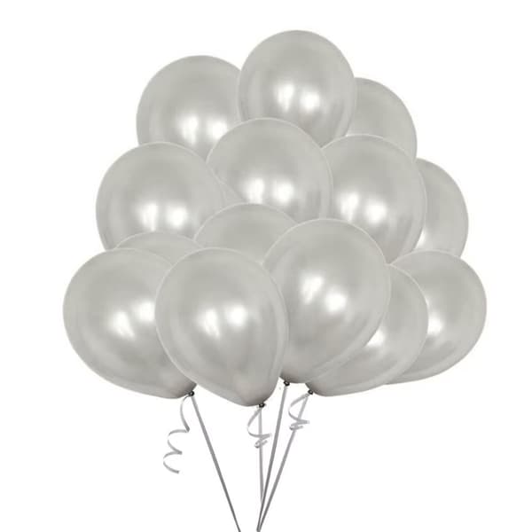10-pak sølv metalliske balloner 12" 30 cm