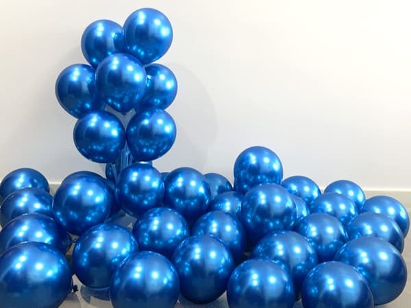 100 st metalliska latexballonger blå STORA 30 cm krom födelsedag