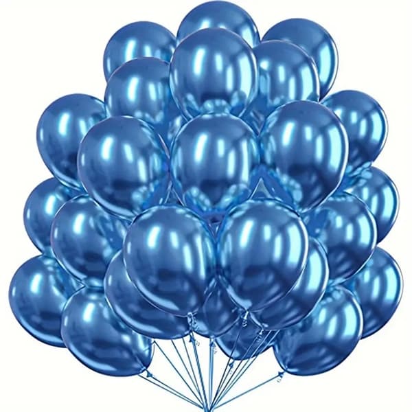100 st metalliska latexballonger blå STORA 30 cm krom födelsedag