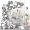 Miniatyrbild 3 av 4: Silvervit ballonggirlang med 112 ballongtejp