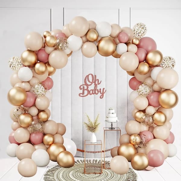 Roséguld ballonggirlang set med 102 ballonger tejp