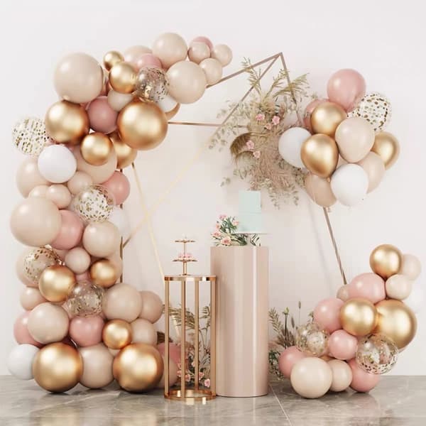 Roséguld ballonggirlang set med 102 ballonger tejp