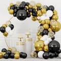 Miniatyrbillede 2 af 4: Ballongirlande guld sort og hvid sæt med 144 balloner tape