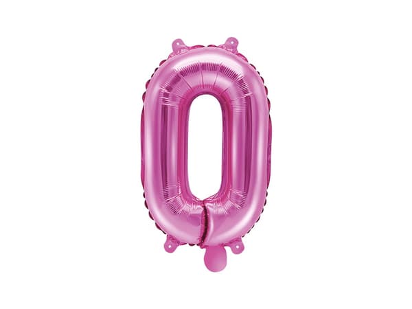 Folieballong nummer "0" mörkrosa 35 cm