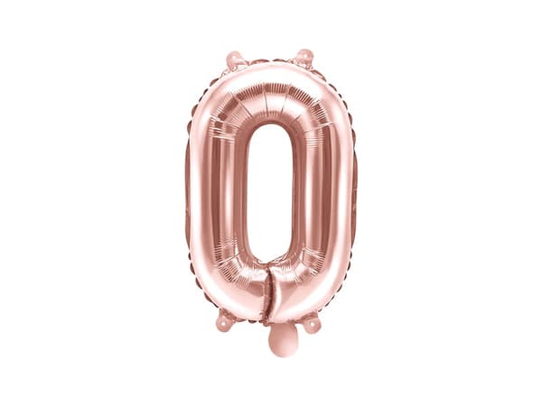 Folieballong nummer "0" roséguld 35 cm