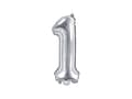 Miniatyrbild 1 av 2: Folieballong nummer "1" silver 35 cm