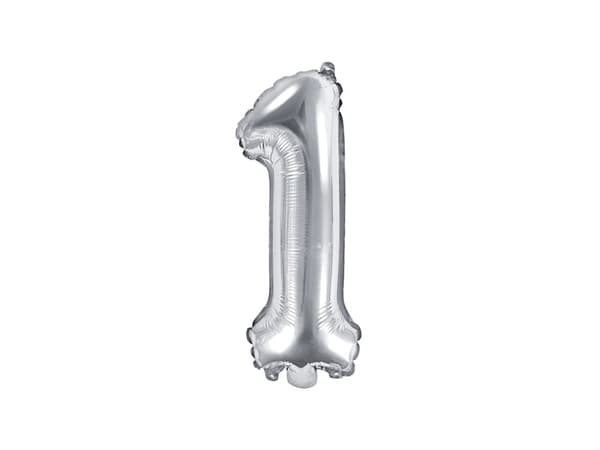 Folieballong nummer "1" silver 35 cm